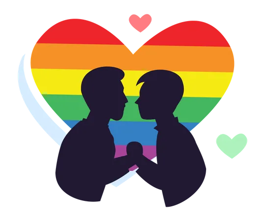 Couple gay avec coeur arc-en-ciel  Illustration