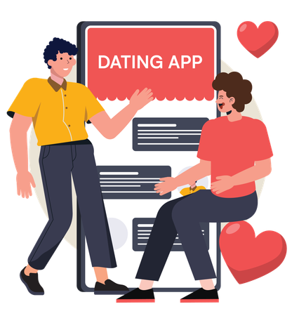 Couple gay utilisant une application de rencontre  Illustration