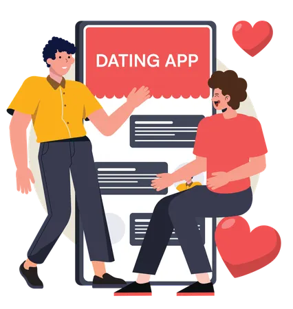 Couple gay utilisant une application de rencontre  Illustration