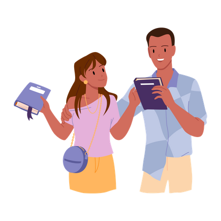 Couple getting book  Illustration