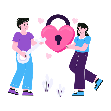 Couple getting into relationship Illustration
