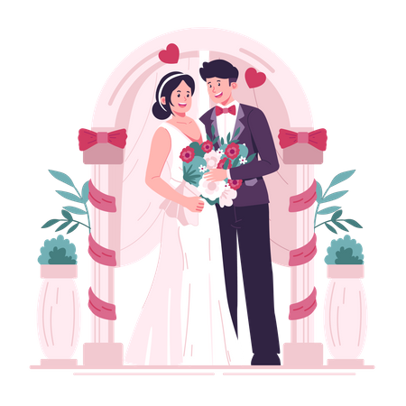 Couple getting married  イラスト