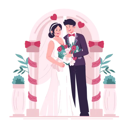 Couple On Wedding Character Illustration Illustration