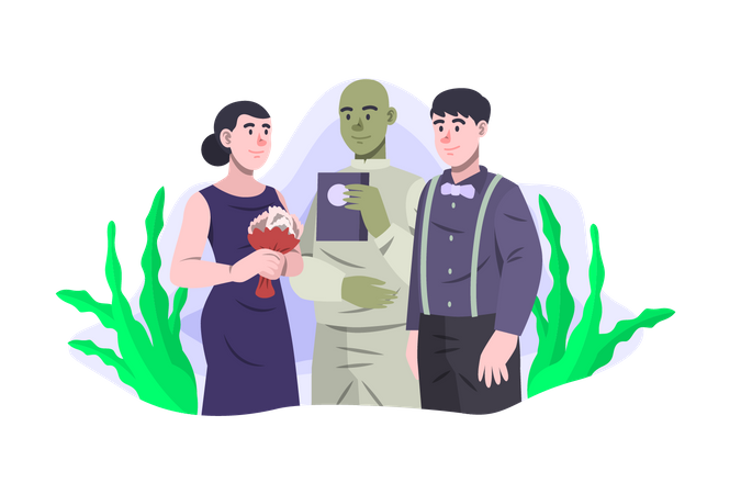 Couple getting married  Illustration