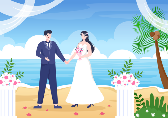Couple getting married  Illustration
