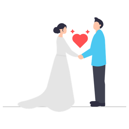 Couple getting married on wedding ceremony Illustration