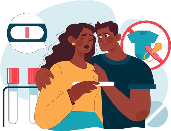 Couple getting negative pregnancy test result  Illustration