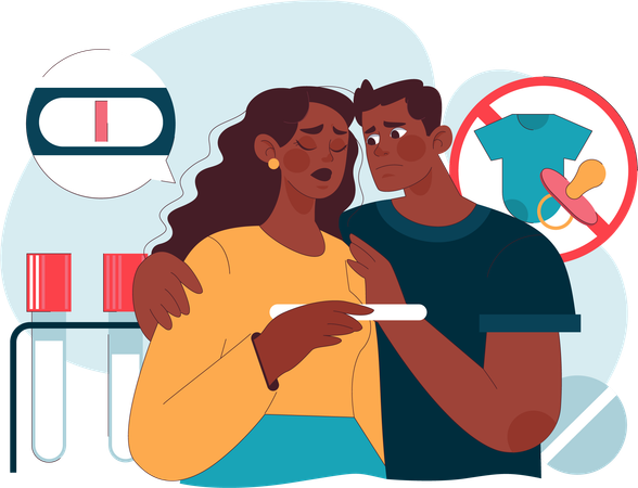 Couple getting negative pregnancy test result  Illustration