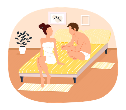 Couple getting ready for sleeping  Illustration