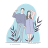 illustrations of couple give pose