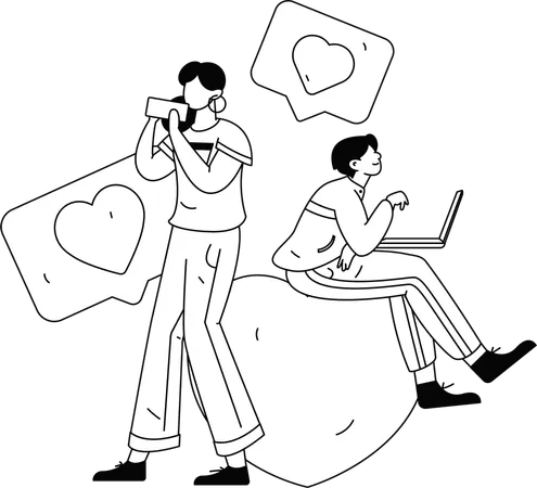 Couple giving Customer Rating  Illustration
