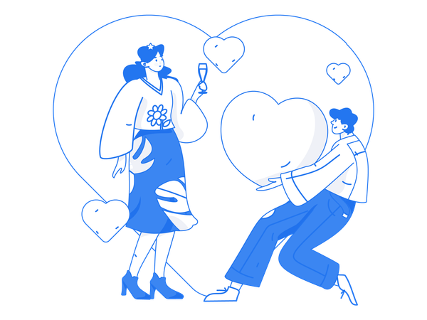 Couple giving heart each other  Illustration