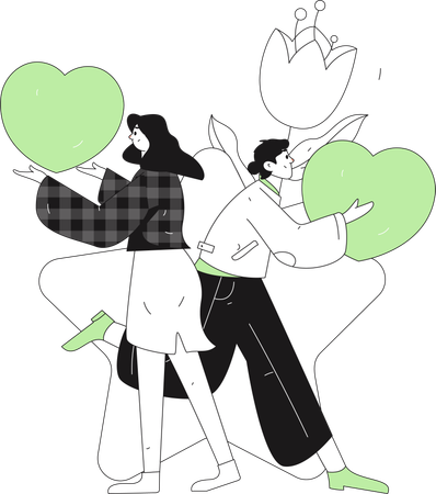 Couple giving heart each other  Illustration