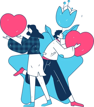 Couple giving heart each other  Illustration