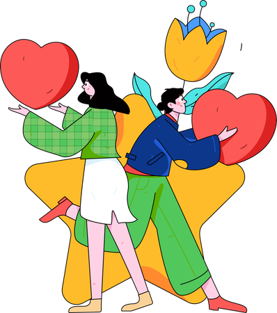 Couple giving heart each other  Illustration