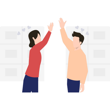 Couple giving high fives  Illustration