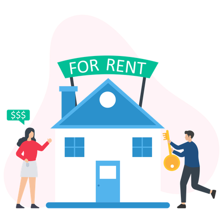 Couple giving House For Rent  Illustration