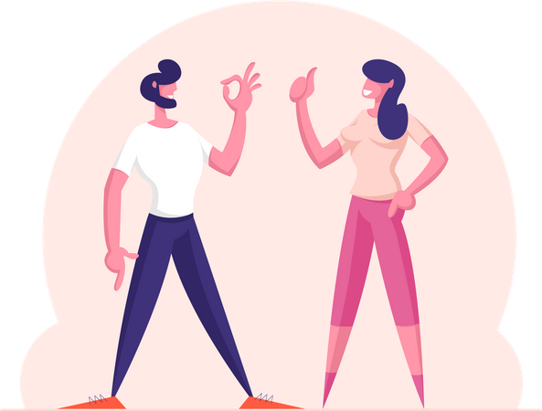 Couple giving positive feedback  Illustration