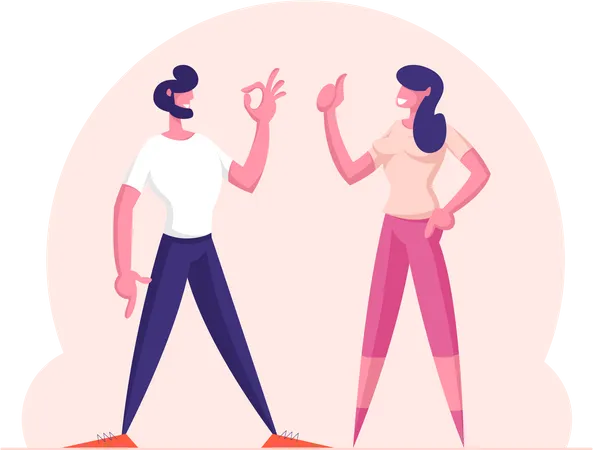 Couple giving positive feedback  Illustration