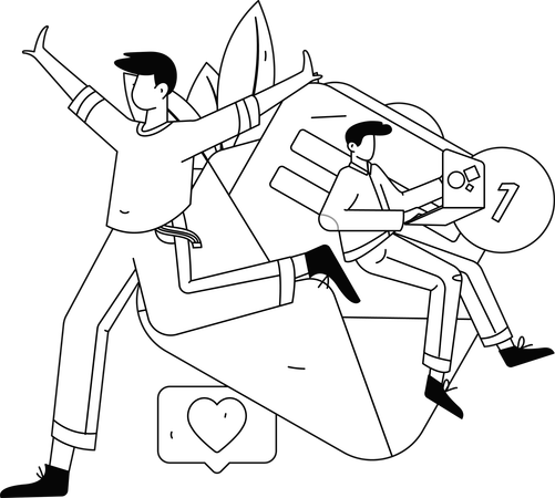 Couple giving User Experience  Illustration
