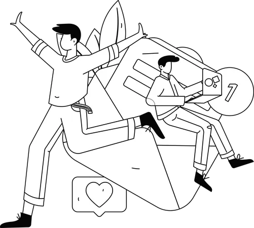 Couple giving User Experience  Illustration