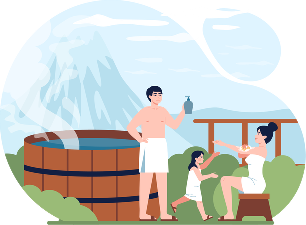 Couple goes for spa together  Illustration