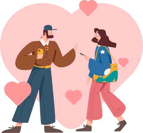 Couple going for a walk together  Illustration