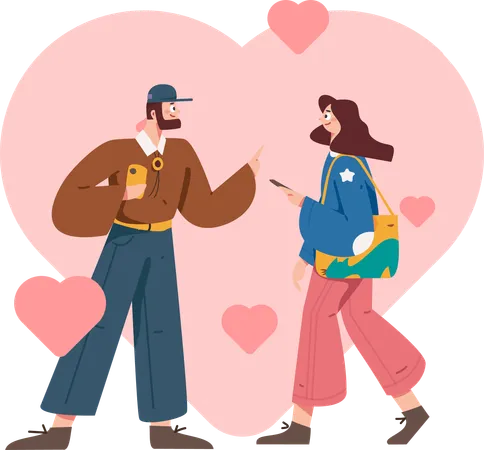 Couple going for a walk together  Illustration