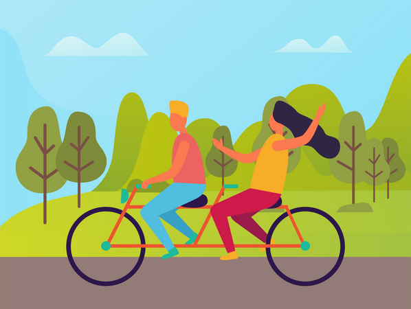 Couple going for bicycle  Illustration