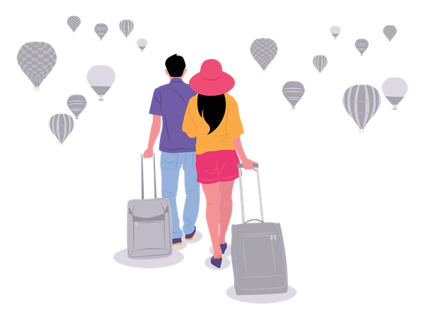 Couple going for couple Trip  Illustration