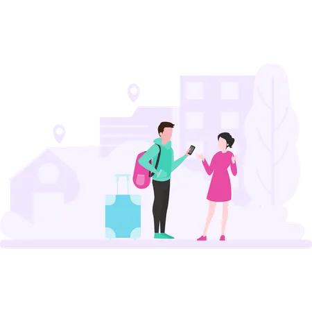 A Girl Or Boy Going For Vacation And Tour Illustration