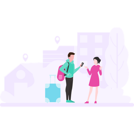 Couple going for honeymoon trip  Illustration