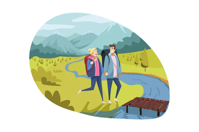 Couple going for trip  Illustration