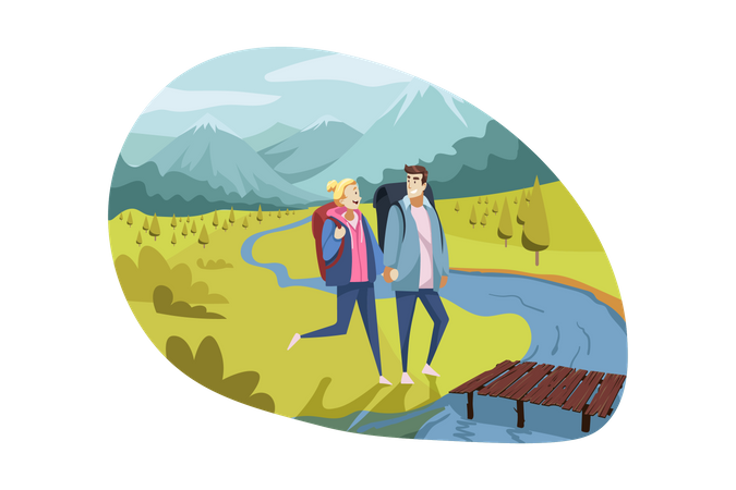 Couple going for trip  Illustration