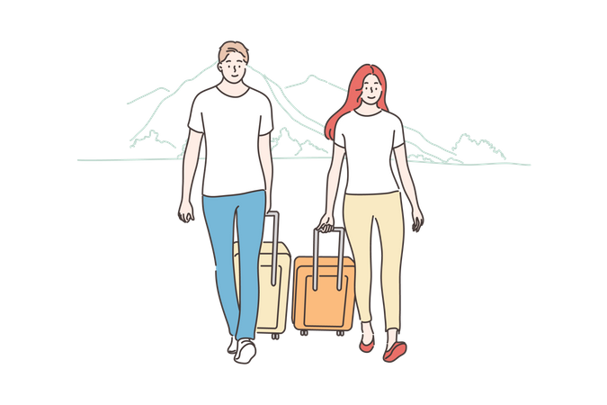 Couple going for trip  Illustration