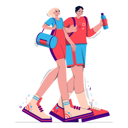 Couple going gym Illustration