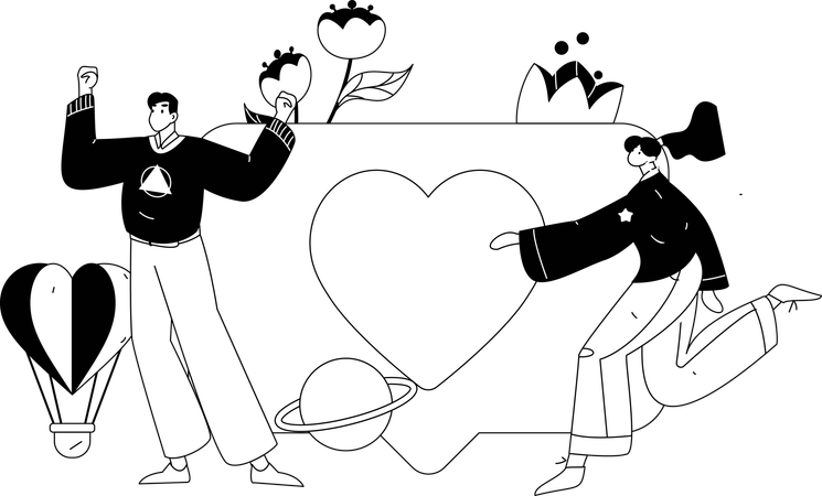 Couple going on couple date  Illustration