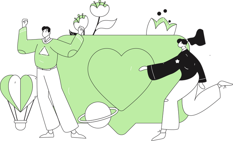 Couple going on couple date  Illustration