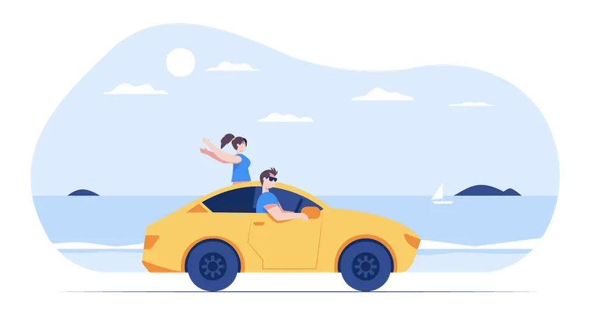 Couple going on road trip  Illustration