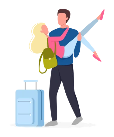 Couple going on trip Illustration