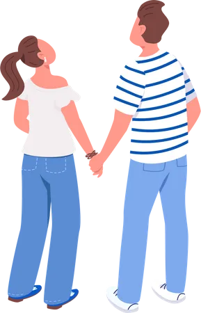 Couple Going On Tropical Vacation Semi Flat Color Vector Characters Standing Figures Full Body People On White Beach Outfits Simple Cartoon Style Illustration For Web Graphic Design And Animation Illustration