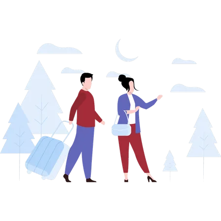 Couple going on vacation Illustration
