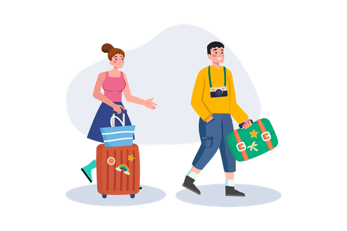 Couple going on vacation  Illustration