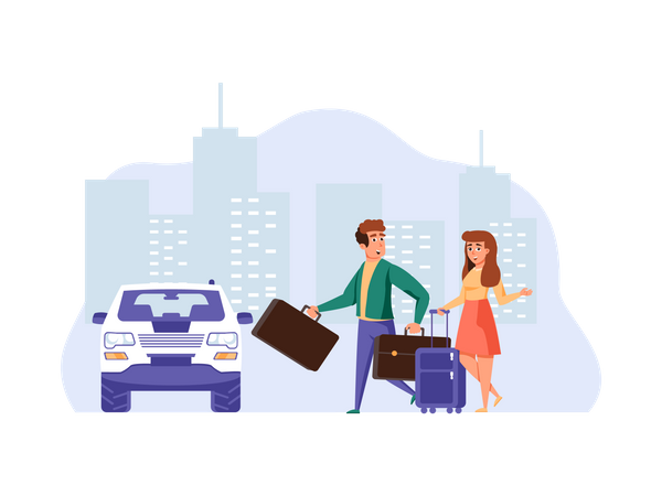 Couple going on vacation  Illustration