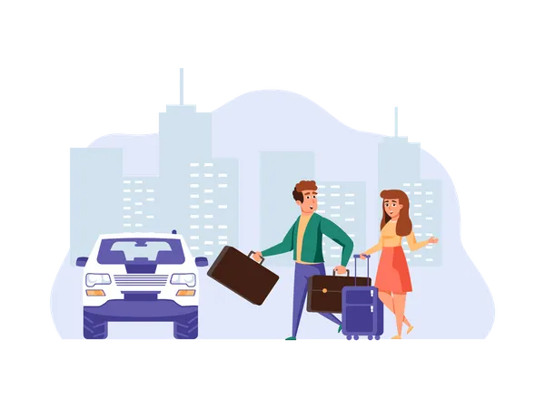 Couple going on vacation  Illustration