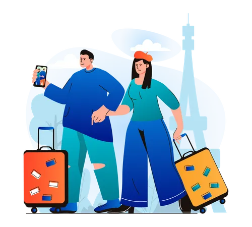 Couple going on vacation  Illustration