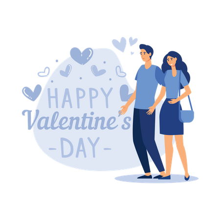 Couple going outside on valentines day  Illustration