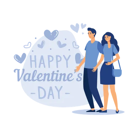 Couple going outside on valentines day  Illustration
