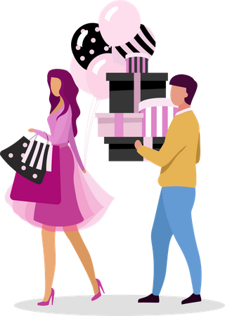 Couple going shopping together  Illustration