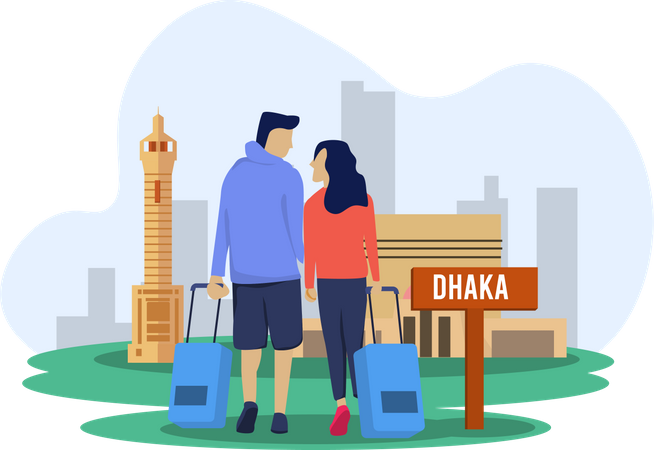 Couple going to dhaka  Illustration